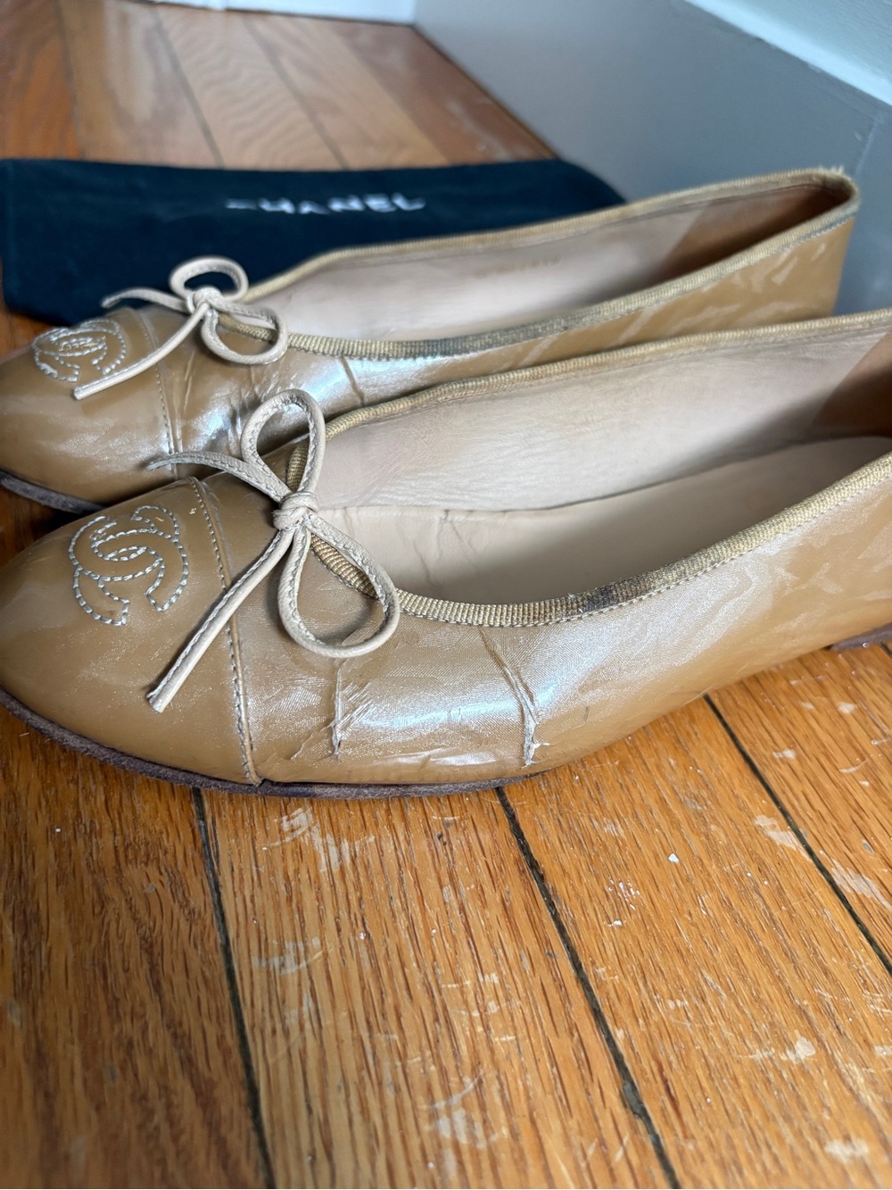 Chanel ballerinas ballet flats gold beige EU38.5 - Picture 4 of 14